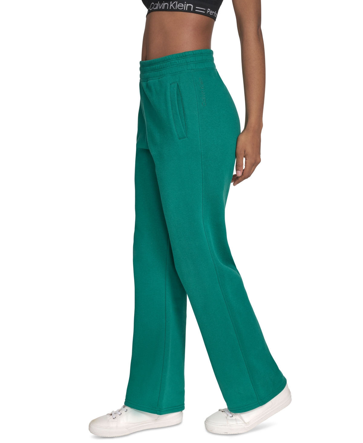 Calvin Klein Performance Women's High-waist Straight-leg Sweatpants In Green