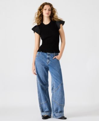 Steve Madden - Women's Smocked Ruffle Cecilie Top