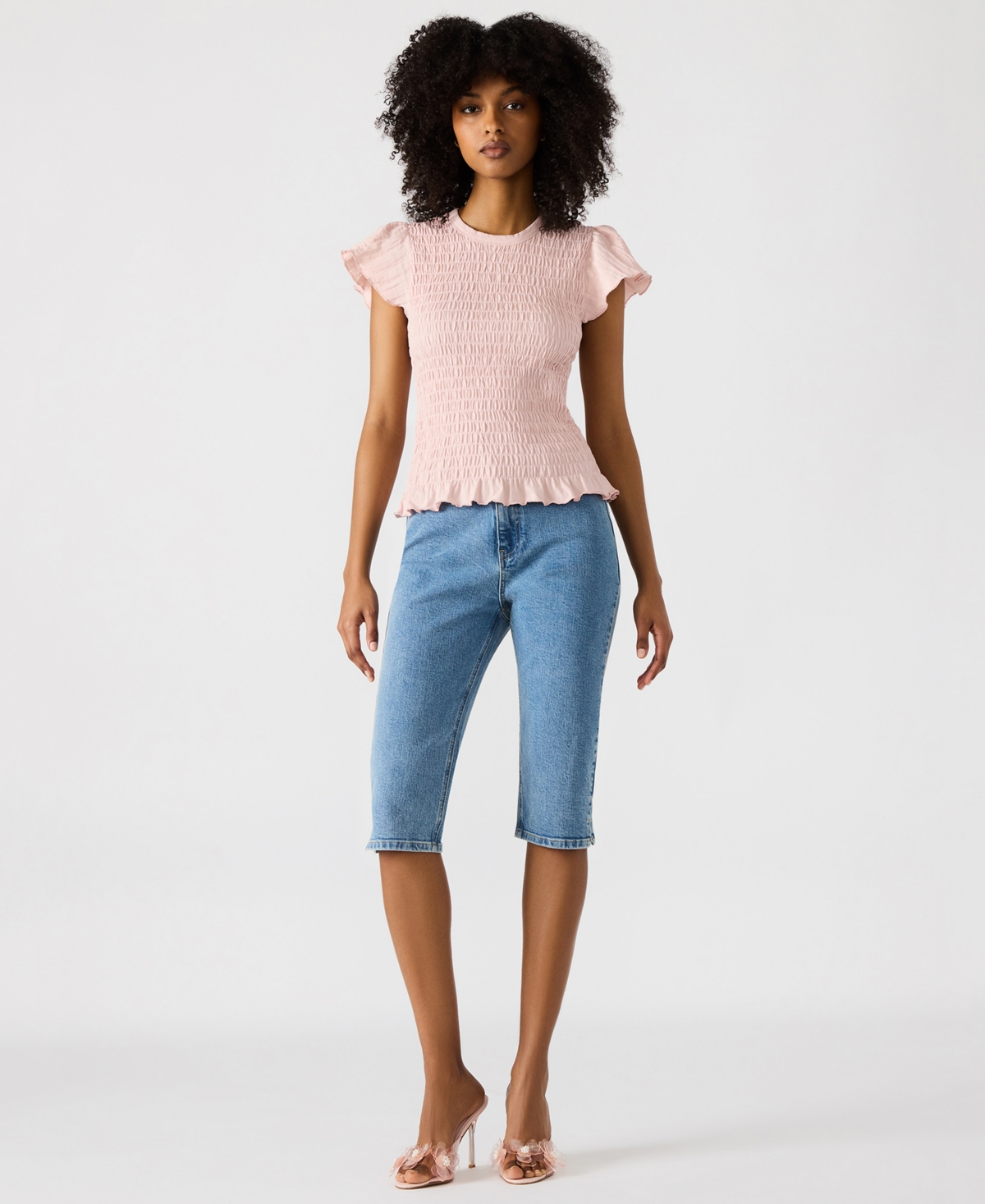 Women's Smocked Ruffle Cecilie Top - Rose Frost