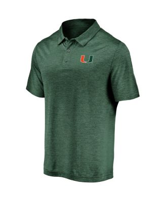 Men's Green Miami Hurricanes Primary Logo Striated Polo Shirt