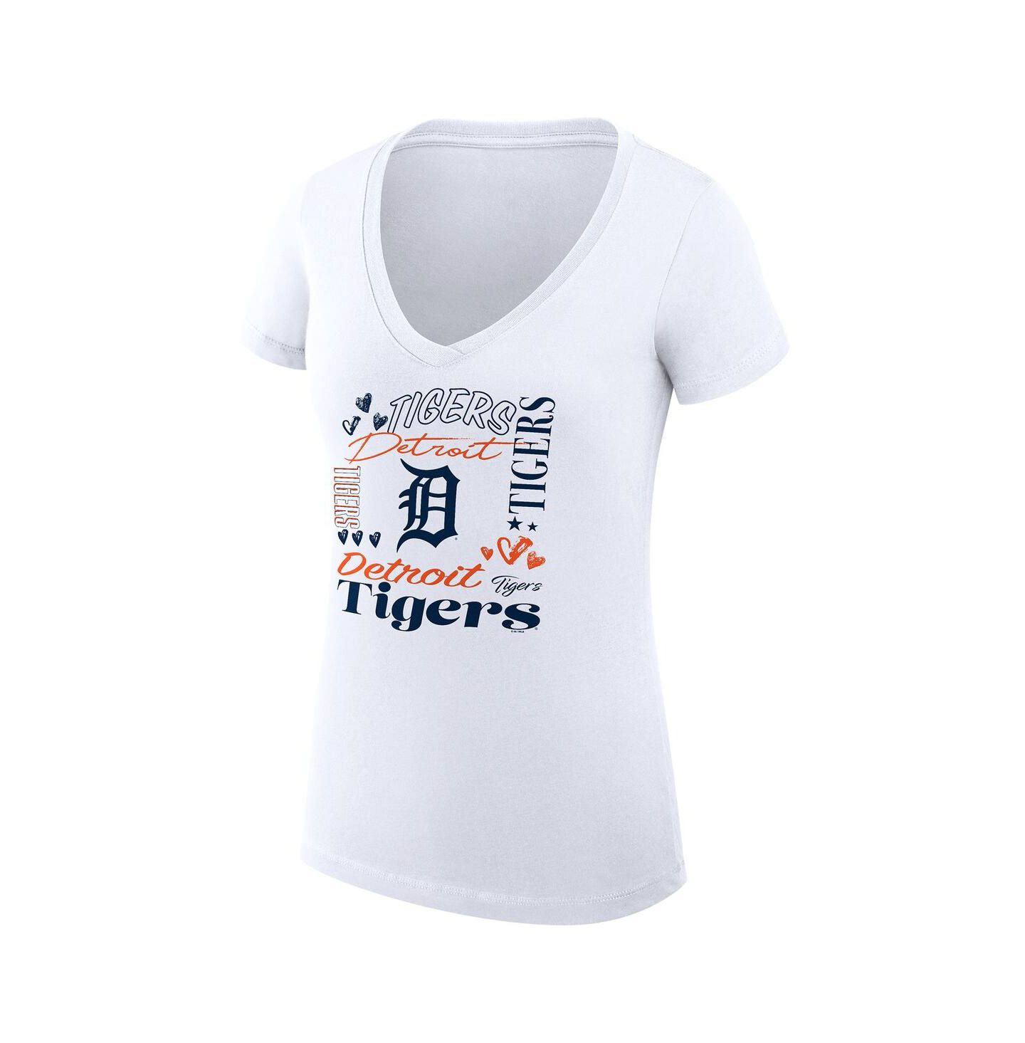 Женская футболка G-III 4Her by Carl Banks White Detroit Tigers Collage Team Graphic V-Neck Fitted — фото 2