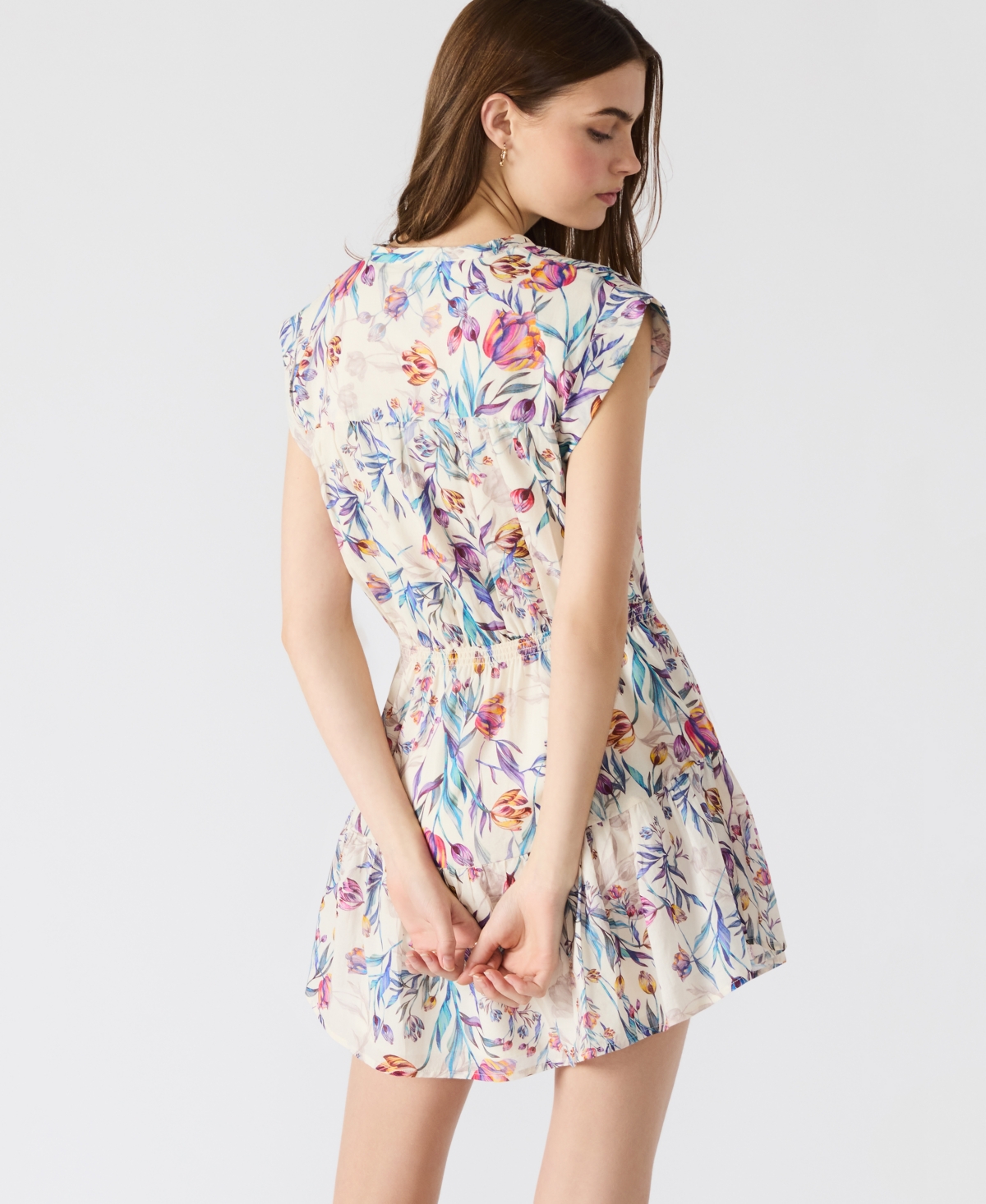 Steve Madden Faith Floral Tiered Cotton Minidress In Multi