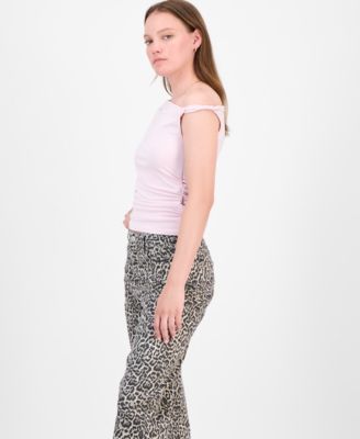 Juniors' Twisted-Strap Asymmetrical Top