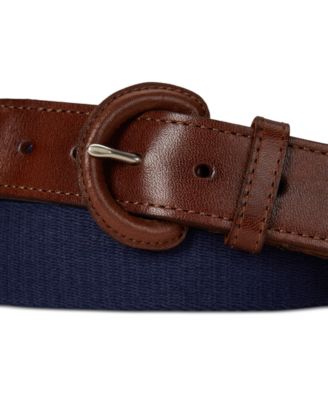 Men's Webbed Cotton & Leather Belt