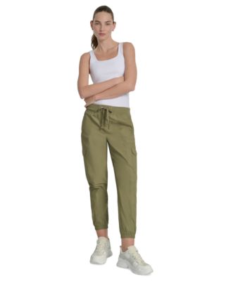Sport Women's Cotton Ribbed-Waist Jogger Cargo Pants