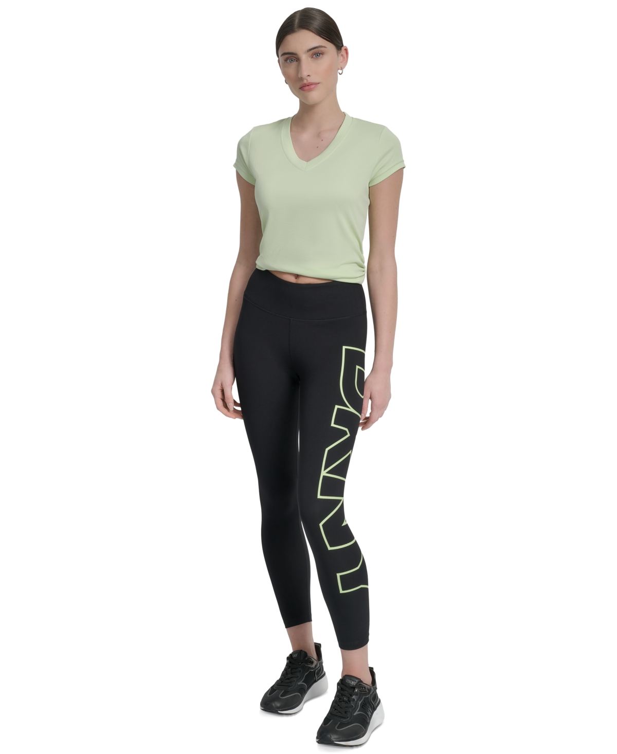 Dkny Sport Women's Logo Balance Compression High-waist 7/8 Tights In Black