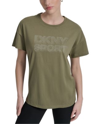 Women's Rhinestone-Logo Drop-Shoulder T-Shirt