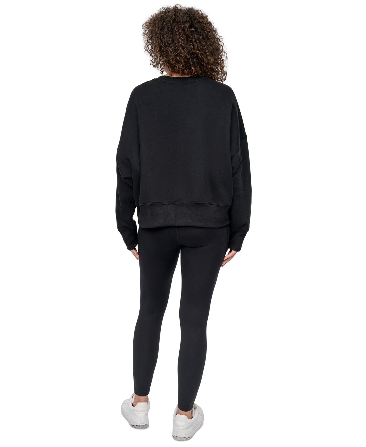Dkny Sport Women's Mini Stud Logo Crew Neck Sweatshirt In Black