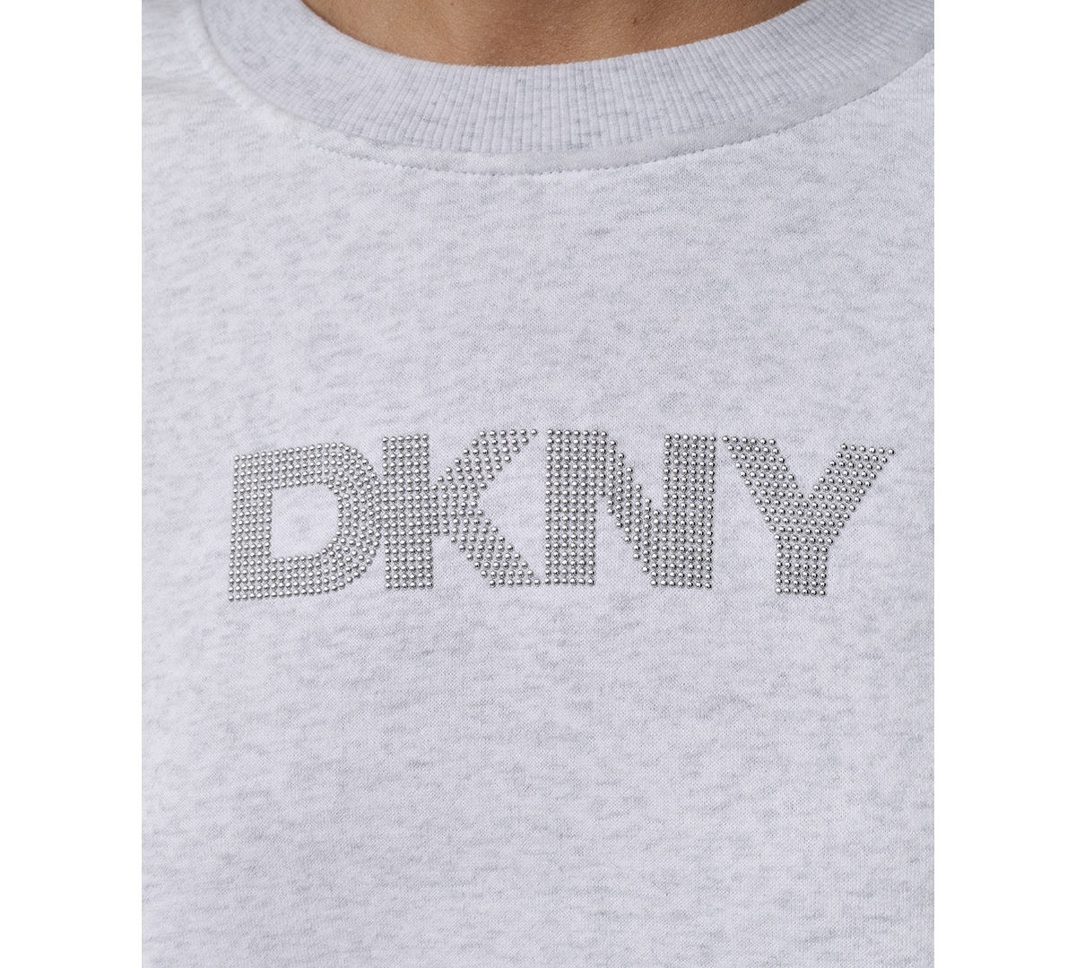 Dkny Sport Women's Mini Stud Logo Crew Neck Sweatshirt In Gray
