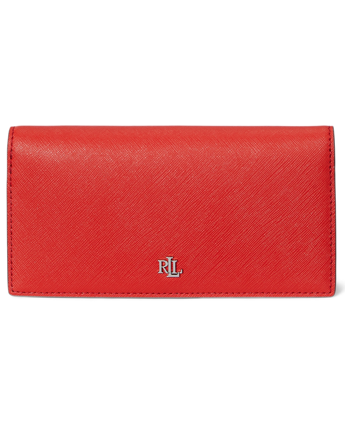 Ralph Lauren Crosshatch Leather Slim Snapped-closure Wallet In Red