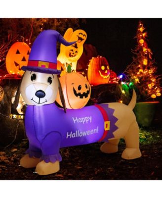 5 Feet Long Halloween Inflatable Dachshund Dog with Pumpkin