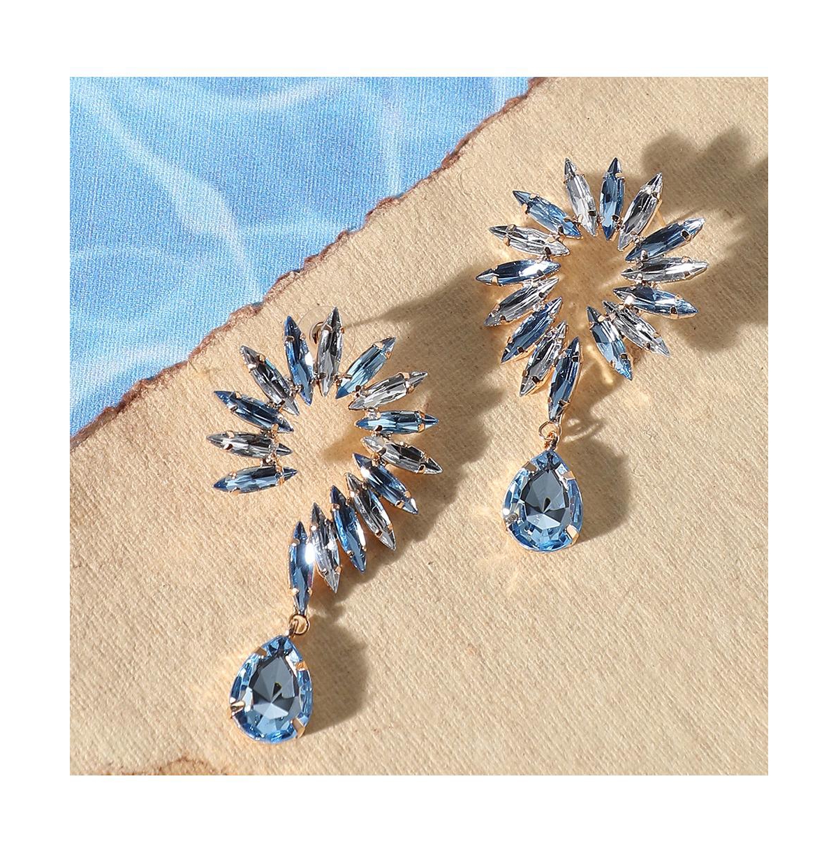 Sohi Women's Blue Pastel Embellished Drop Earrings