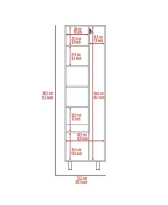 Bacoa Cleaning Cabinet, Five Shelves and Broom Hangers, Light Gray / White