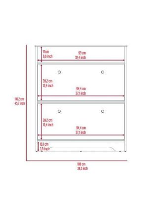 Wayne Shoe Rack 46" H, One Open Storage Shelf, Two Internal Storage Drawers, Two Doors