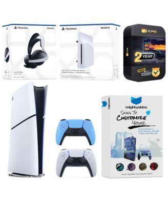 PlayStation 5 1TB of Storage Slim Digital Bundle with Disc Drive, Extra Controller, Pulse Elite Headset, MightySkins Voucher