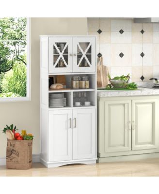 Tall Bathroom Cabinet with Acrylic Doors and Storage Cubes