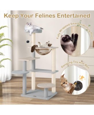Modern Cat Tree Multi-level Cat Tower with Removable Padded Top Perch