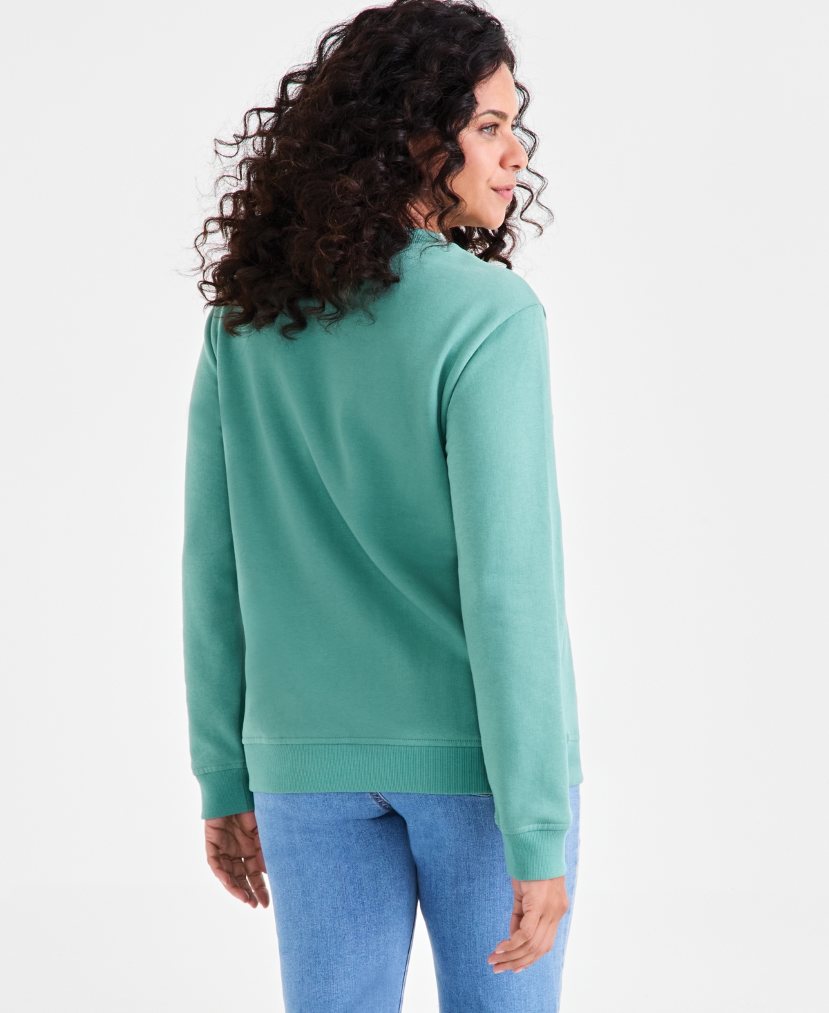 Style & Co Women's Embroidered Sweatshirt, Exclusively At Macy's In Green