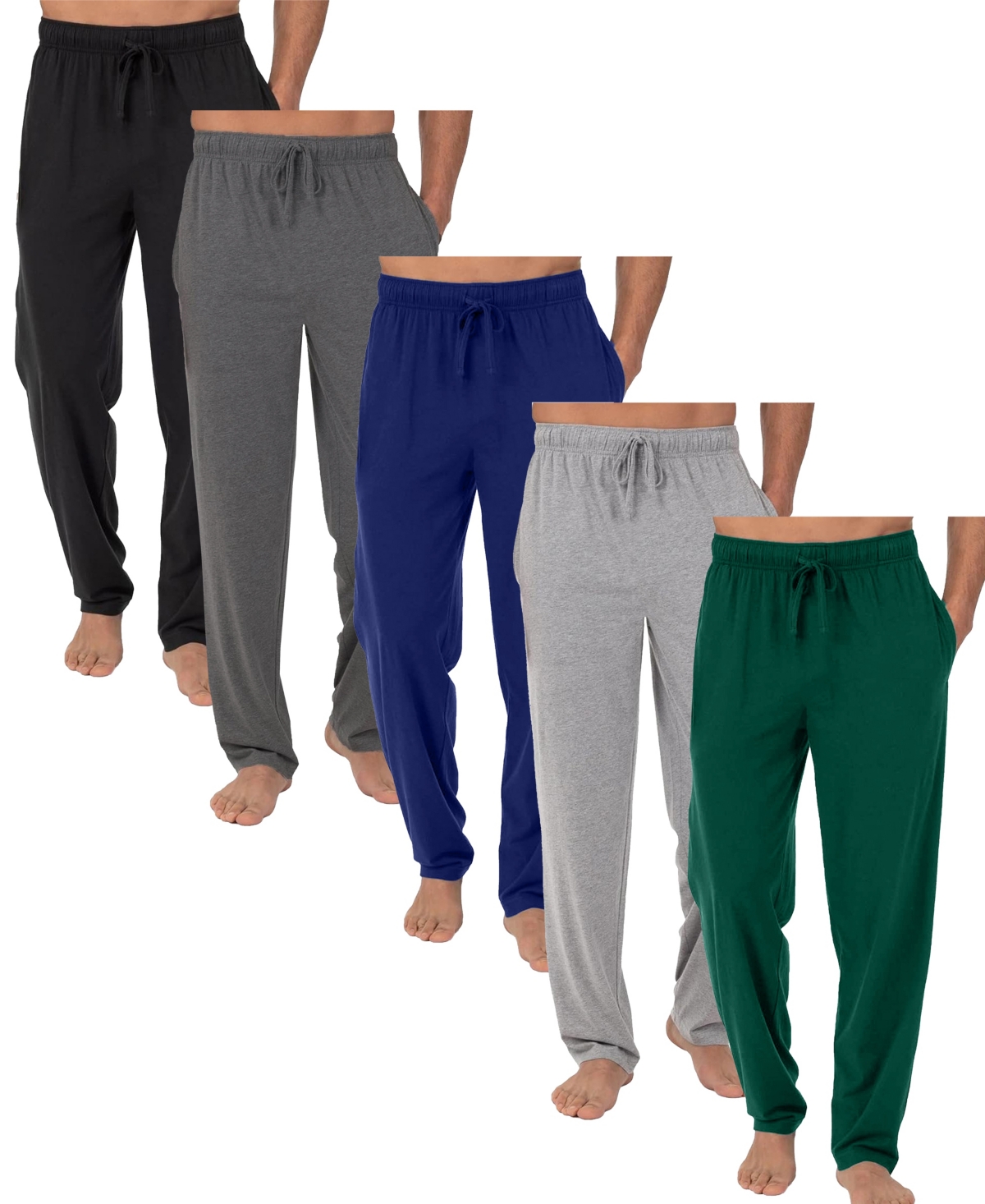 Men's 5-Pack Modern Fit Classic Lounge Pants - Black, Hunter, Heather gray, Charcoal, B