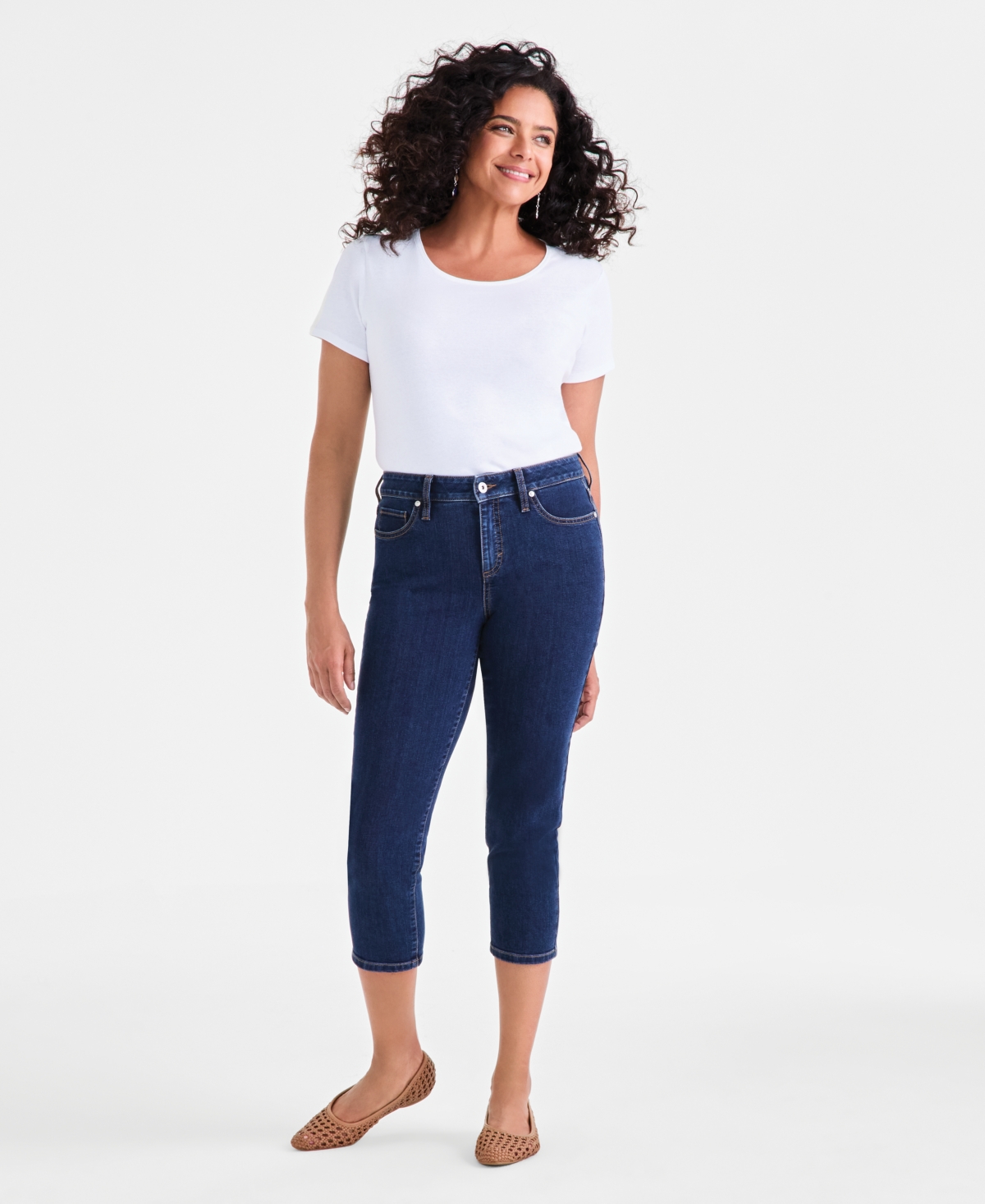 Petite Mid Rise Ankle Jeans, Exclusively at Macy's - Deep Black