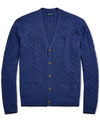 Men's Cable-Knit Wool-Cashmere Cardigan Sweater
