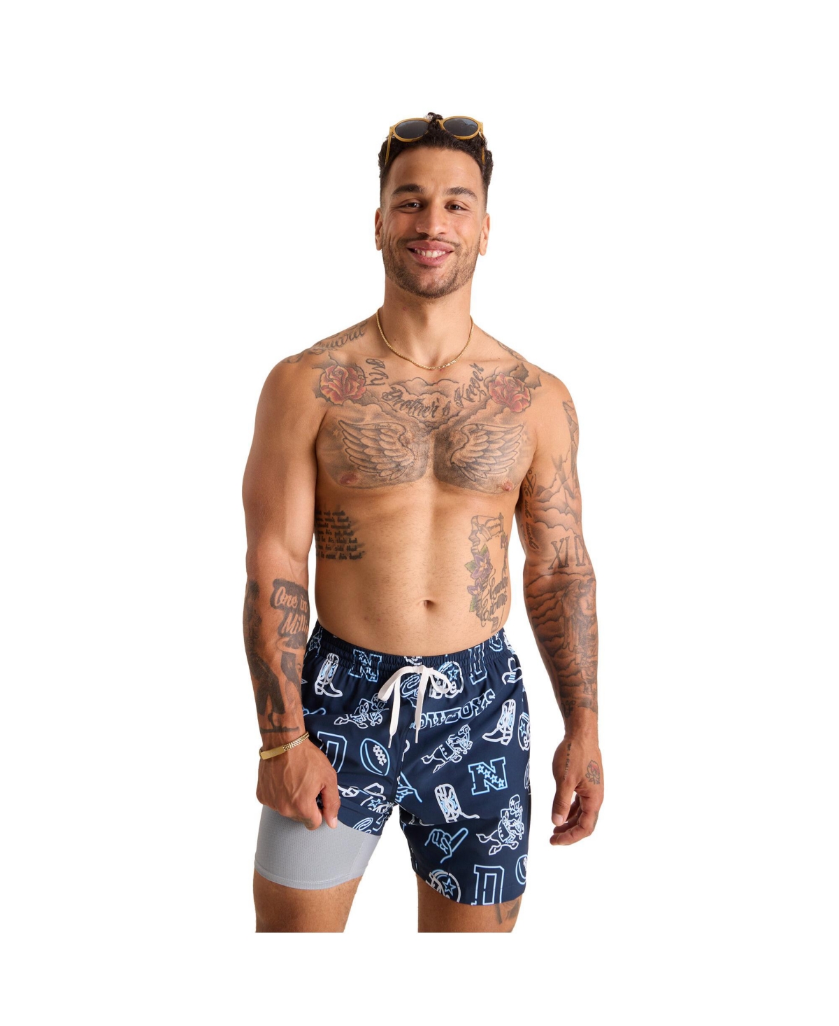 Men's 5.5" Navy Dallas Cowboys The Neon Lined Classic Swim Trunks - Navy