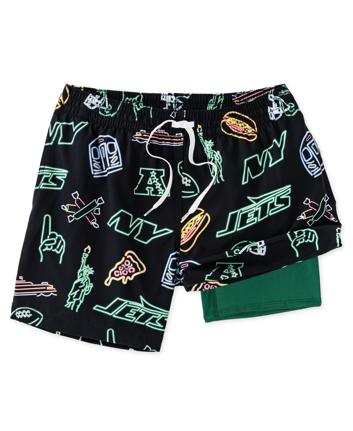 Men's 5.5" Black New York Jets The Neon Lined Classic Swim Trunks - Black