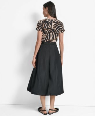 Women's Bubble-Hem A-Line Midi Skirt