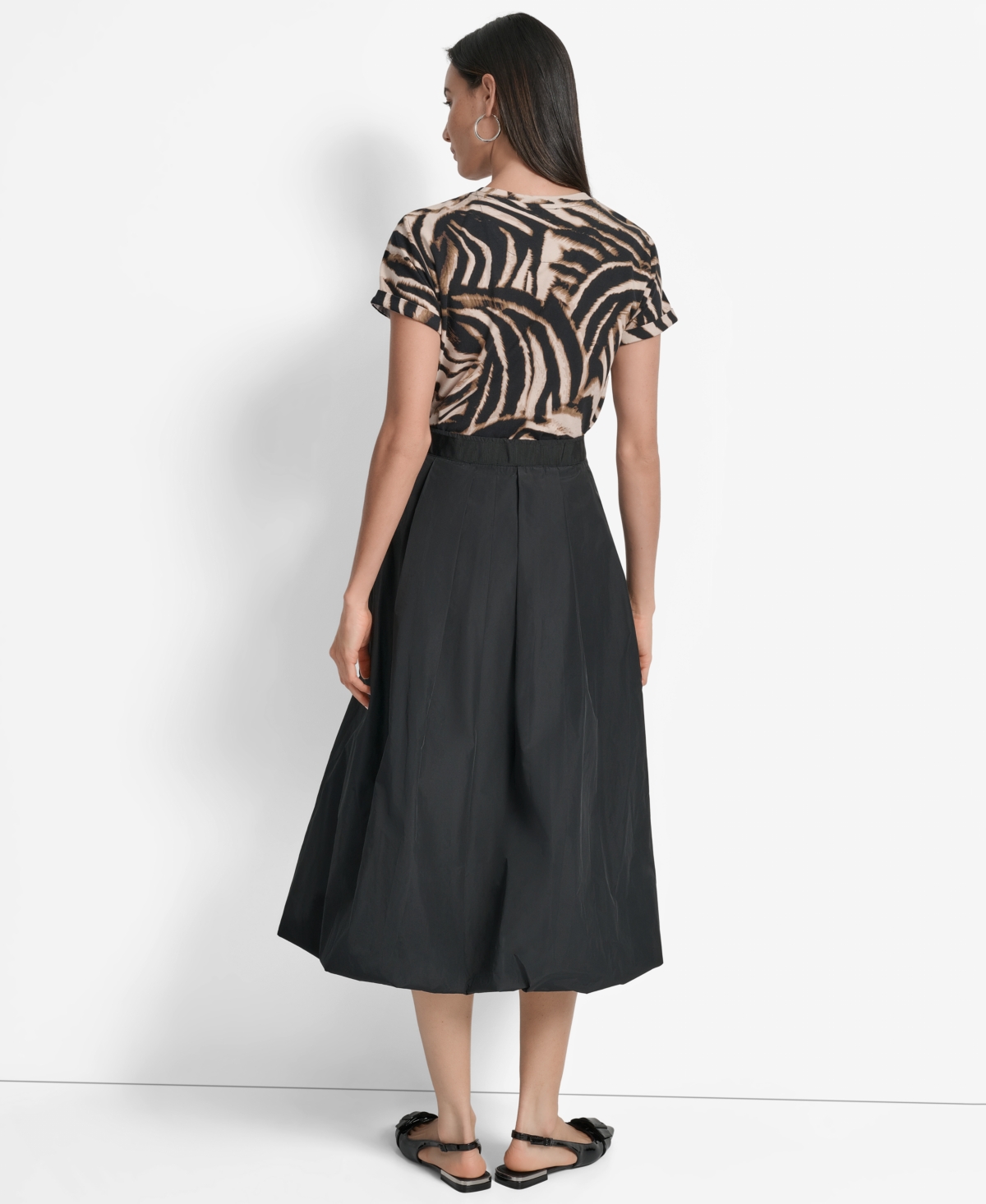 Dkny Woven A-line Bubble Skirt In Black