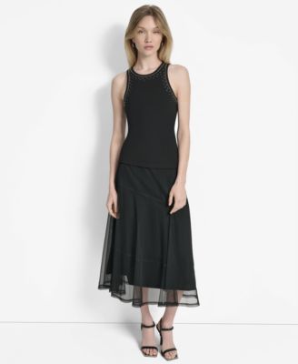 Women's Embellished Ponte Tank Top