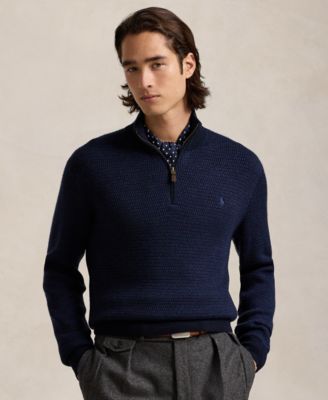 Men's Washable Wool Quarter-Zip Sweater