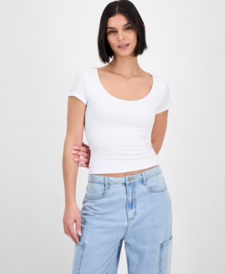 Juniors' Scoop-Neck Layered T-Shirt, Pack of 2