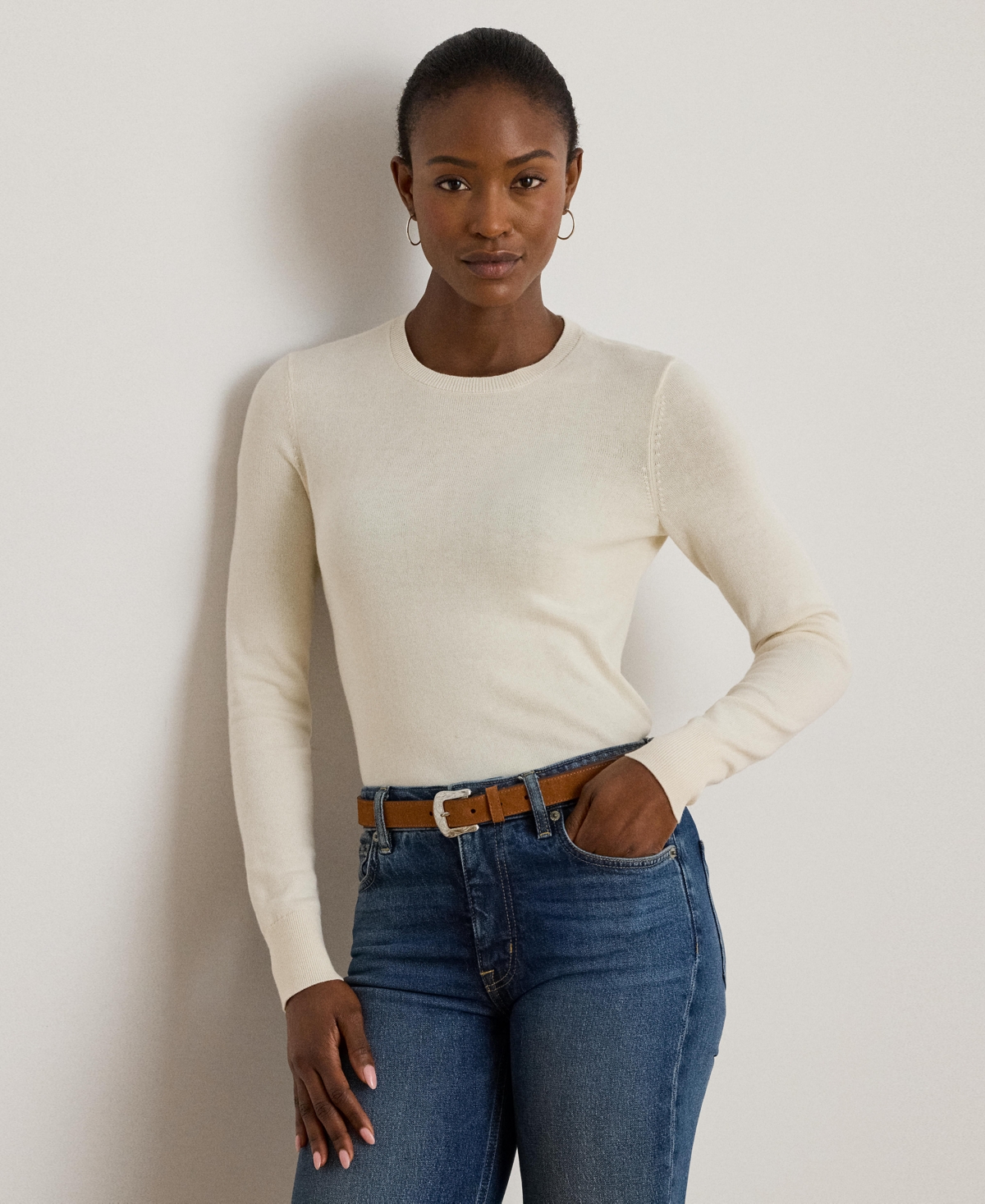 Women's Cotton-Blend Sweater - Lauren Navy