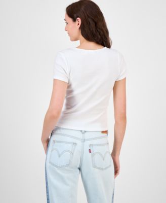 Premium Women's Cotton Rib-Knit Square-Neck Tee