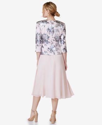 Women's 2.Pc Floral-Print 3/4-Sleeve Jacket & Sleeveless Midi Dress