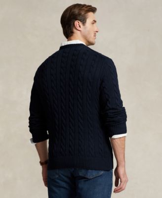 Men's Big & Tall Cable-Knit Cotton Sweater