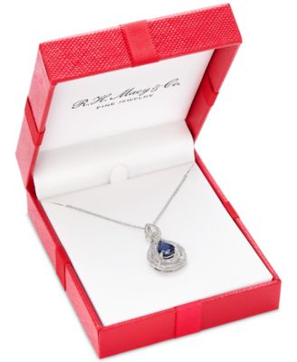 Macy's - Sapphire (1-1/4 ct. t.w.) & Diamond (1/4 ct. t.w.) 18" Pendant Necklace in 14k Rose Gold (Also available in Emerald, Ruby and Tanzanite)