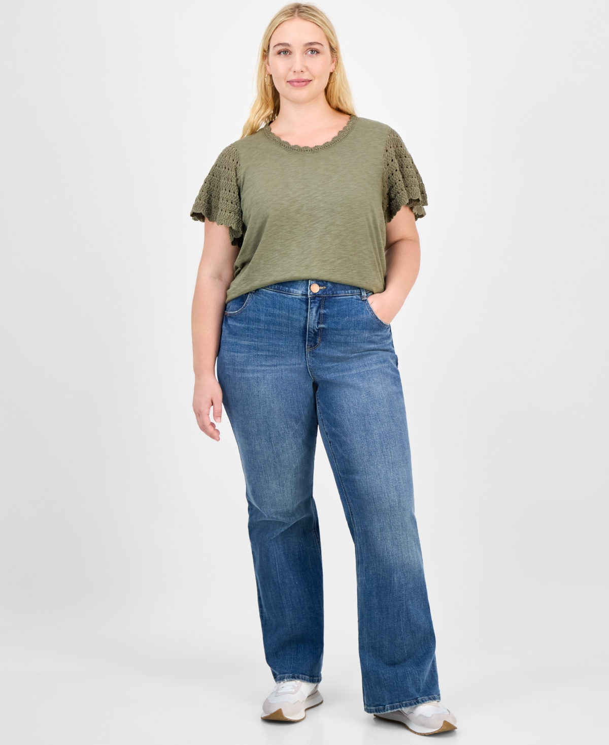 Democracy Trendy Plus "ab"solution High-rise Flared Jeans In Blue