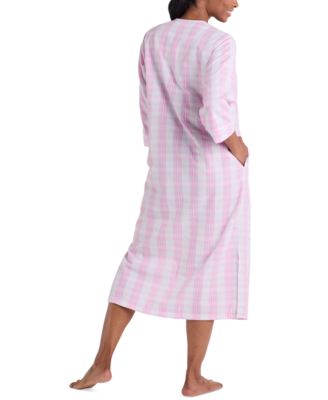 Women's 3/4-Sleeve Zip-Front Seersucker Robe