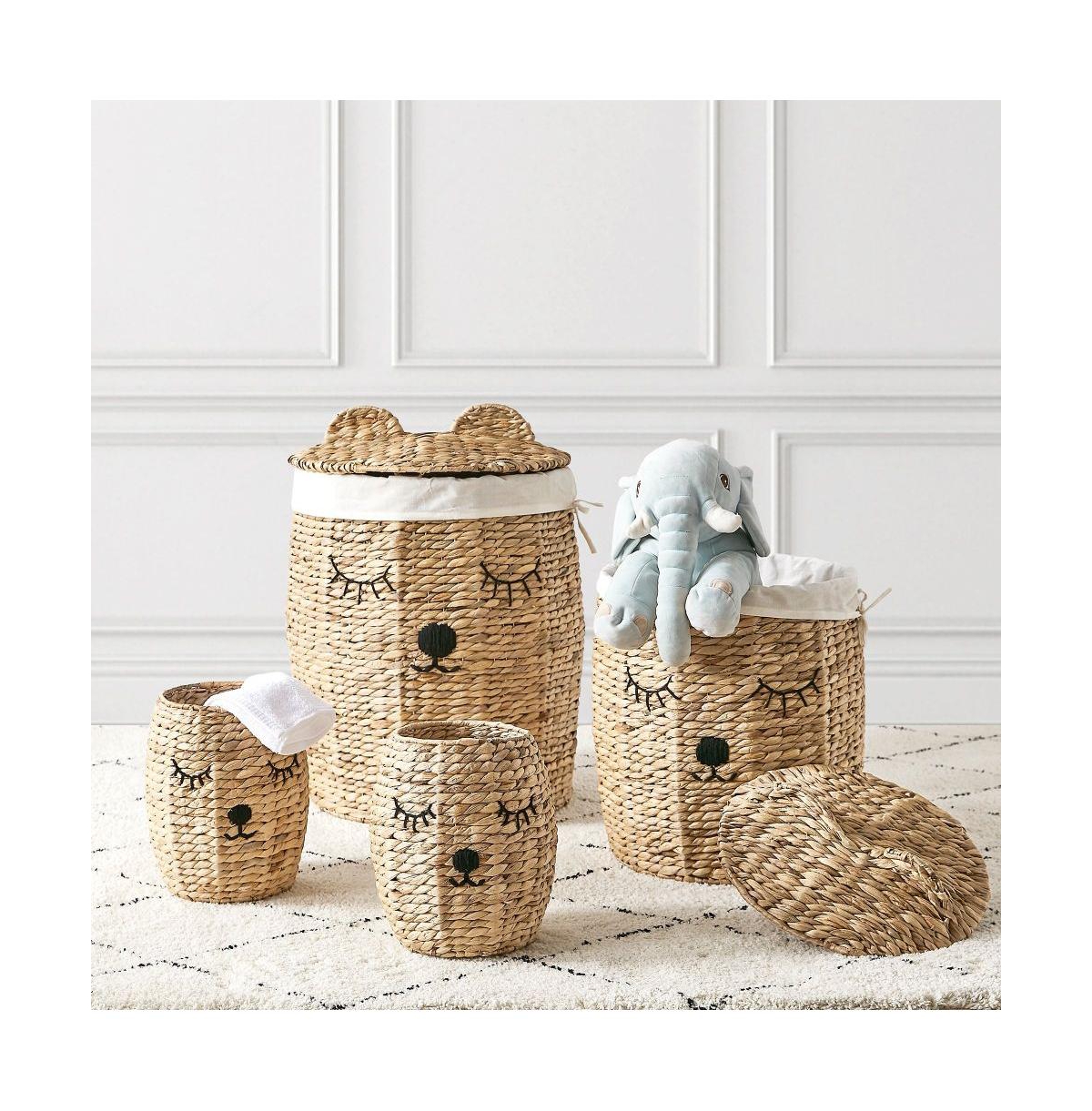 S/2 Round Unicorn Baskets, Natural - Beige Bear