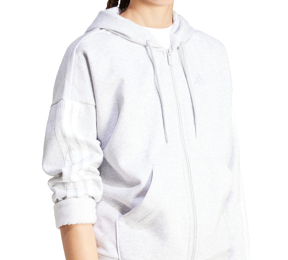 Adidas Originals Women's 3-stripe Logo Zip Hooded Track Jacket In White