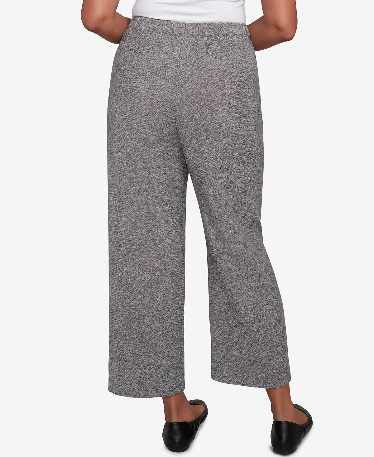 Alfred Dunner Women's Santa Barbara Button Cuffed All Around Elastic Ankle Pants In Gray