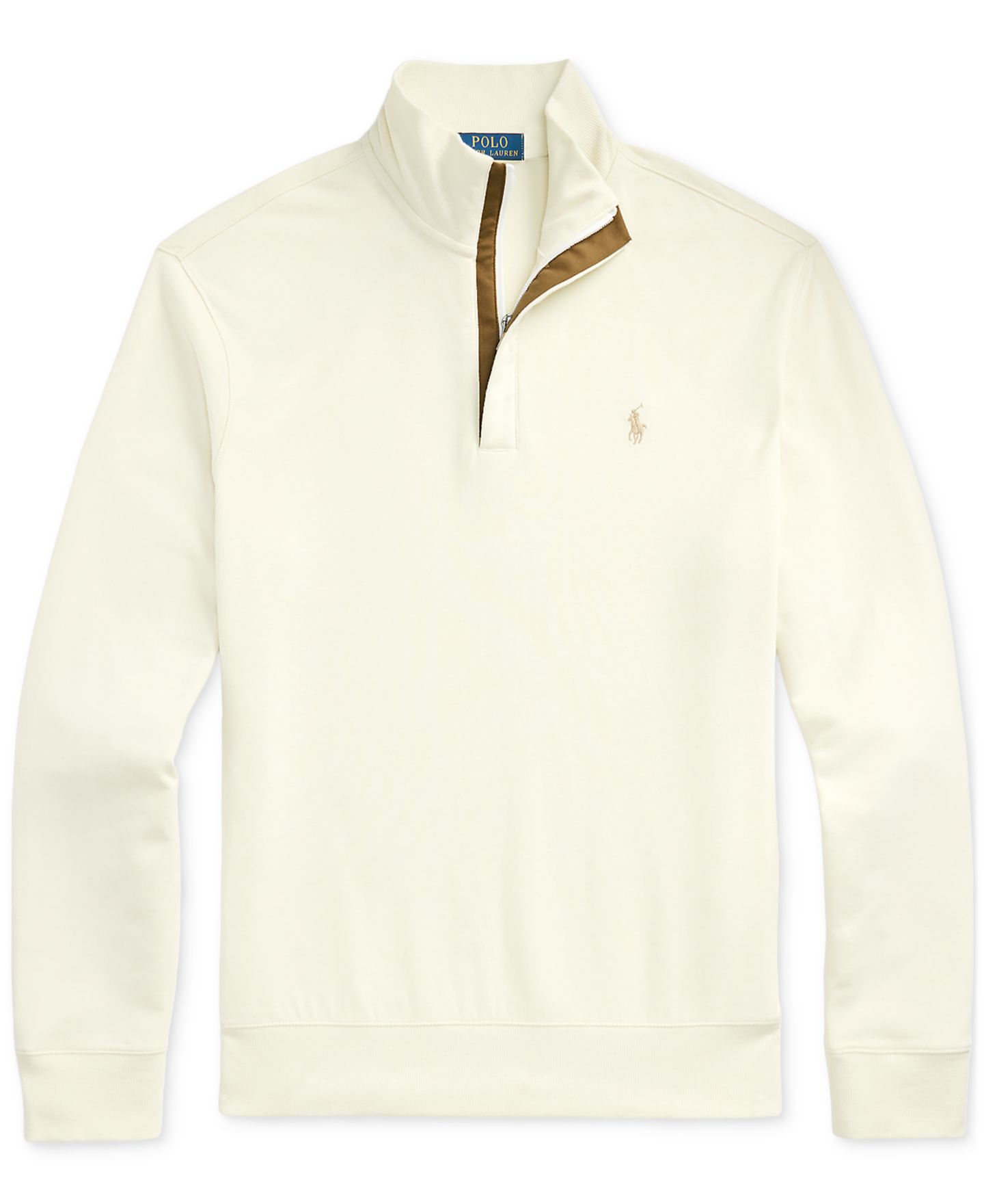 Мужской свитер Polo Ralph Lauren Luxury Jersey Quarter-Zip Pullover, цвет: Кремовый — фото 6