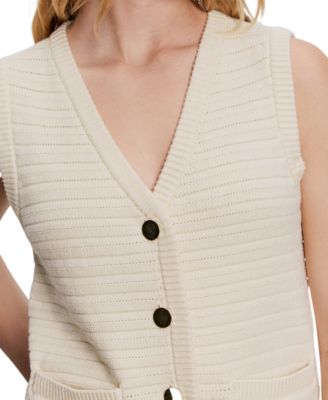 Women's Textured Button-Front Sweater Vest
