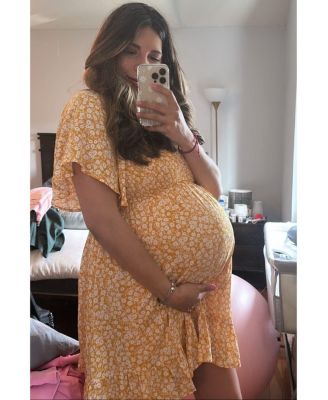 Maternity Yellow Floral Smocked Ruffle Dress