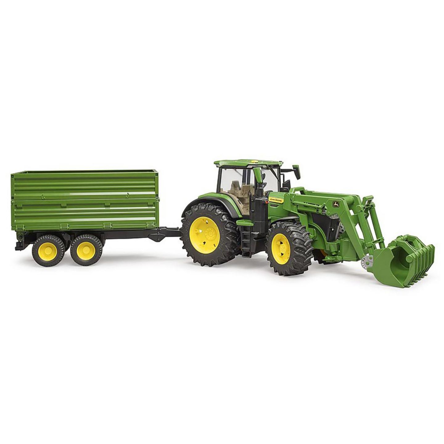Детская игрушка Bruder 1:16 Scale John Deere 7R 350 Front Loader Tractor with Trailer — фото 3
