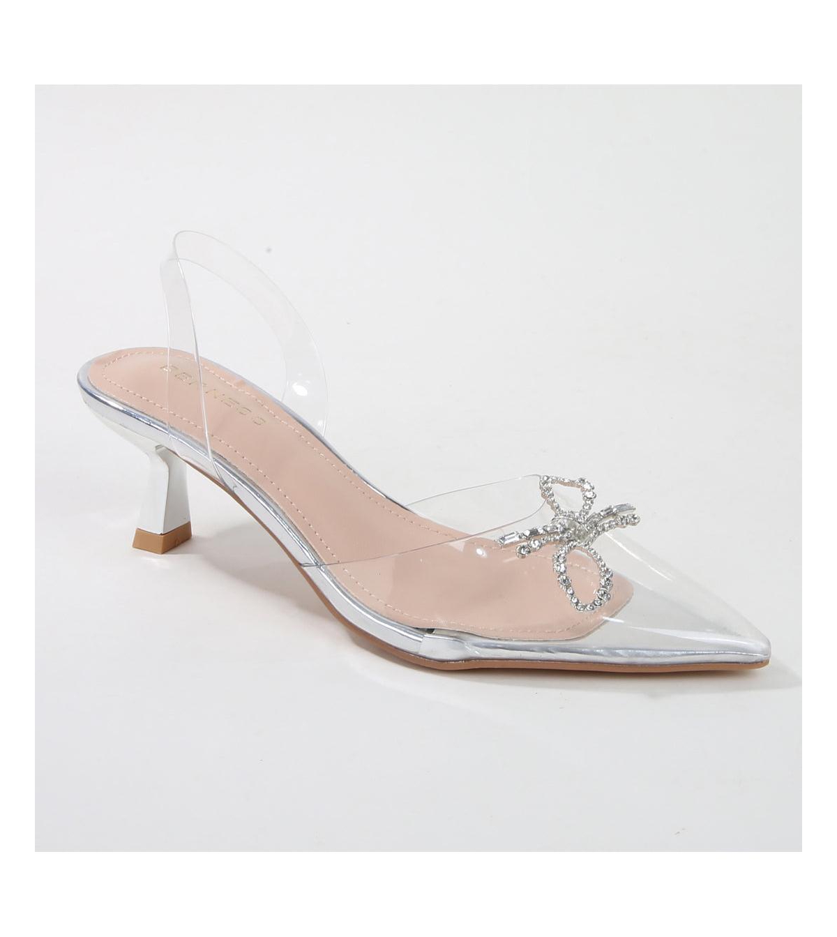 Nana Clear Vinyl Slingbacks - Silver