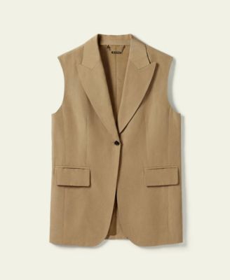 Single Button Sleeveless Lapel Blazer