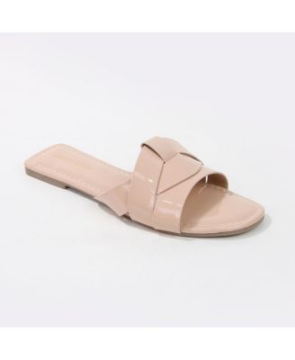 Topaz Patent Woven Slides