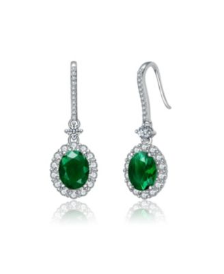 Plated with Colored Cubic Zirconia Drop Hook Earrings